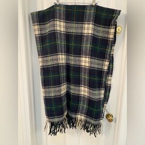 Pendleton Vintage Tartan 100% Wool Blanket in Green and Cream